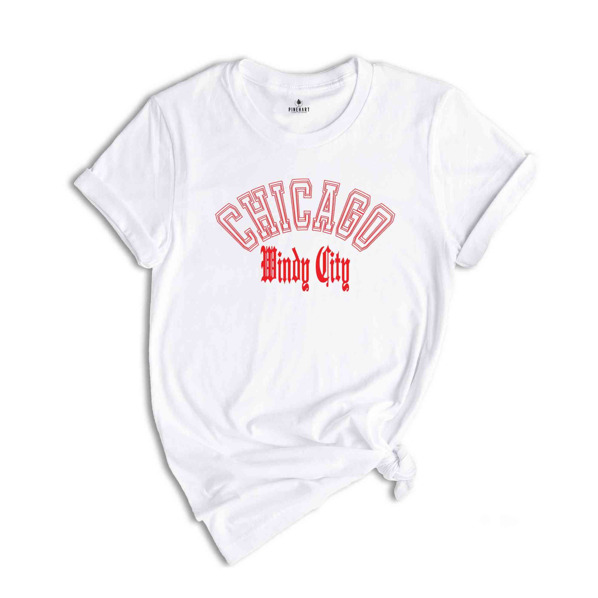 Chicago Windy City Red Shirt, Vintage Chicago Shirt, Urban Style Chicago T-Shirt, State City Tshirt, State Chicago Gift, Illinois State Gift