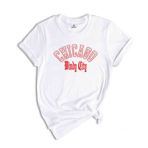 Chicago Windy City Red Shirt, Vintage Chicago Shirt, Urban Style Chicago T-Shirt, State City Tshirt, State Chicago Gift, Illinois State Gift