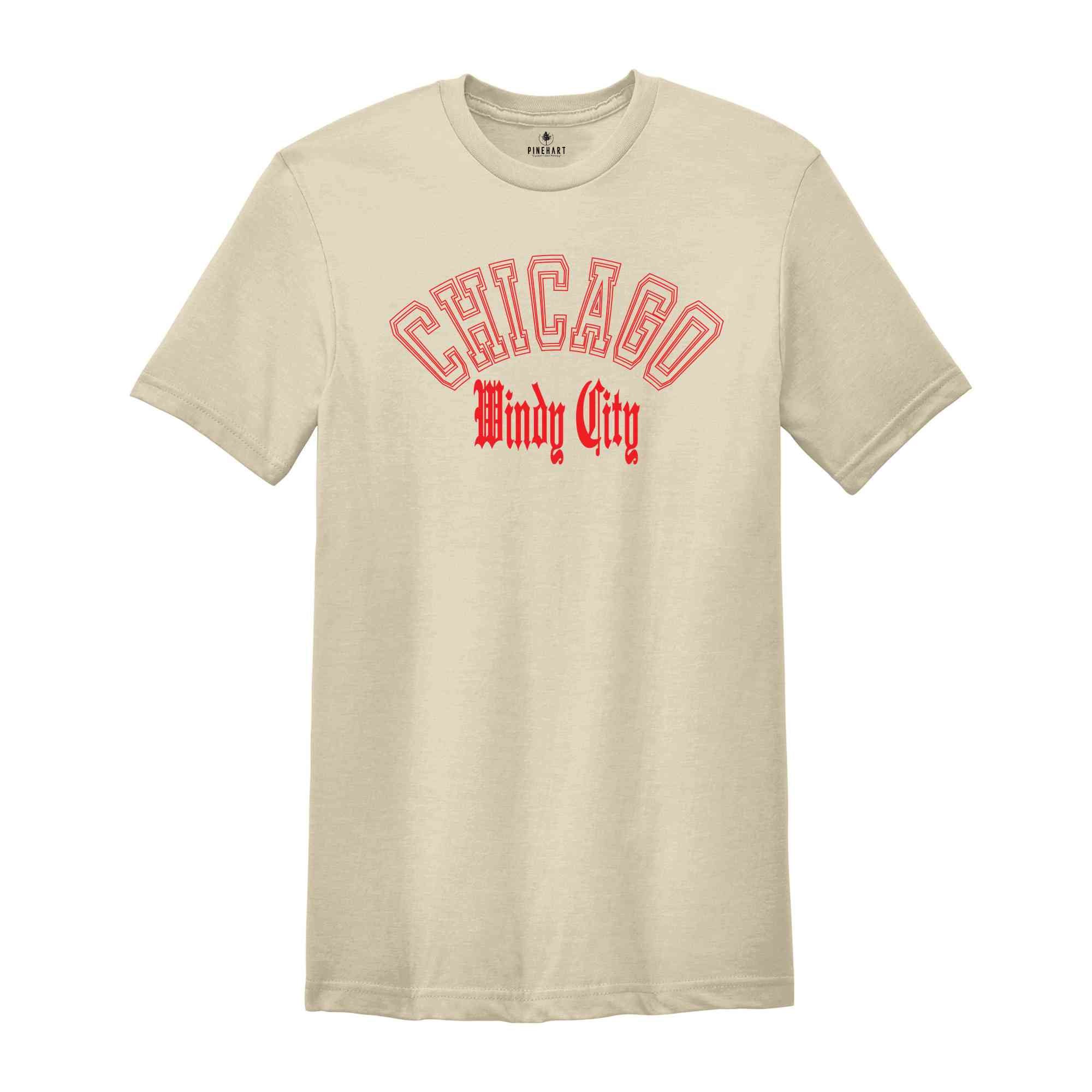 Chicago Windy City Red Shirt, Vintage Chicago Shirt, Urban Style Chicago T-Shirt, State City Tshirt, State Chicago Gift, Illinois State Gift