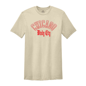 Chicago Windy City Red Shirt, Vintage Chicago Shirt, Urban Style Chicago T-Shirt, State City Tshirt, State Chicago Gift, Illinois State Gift