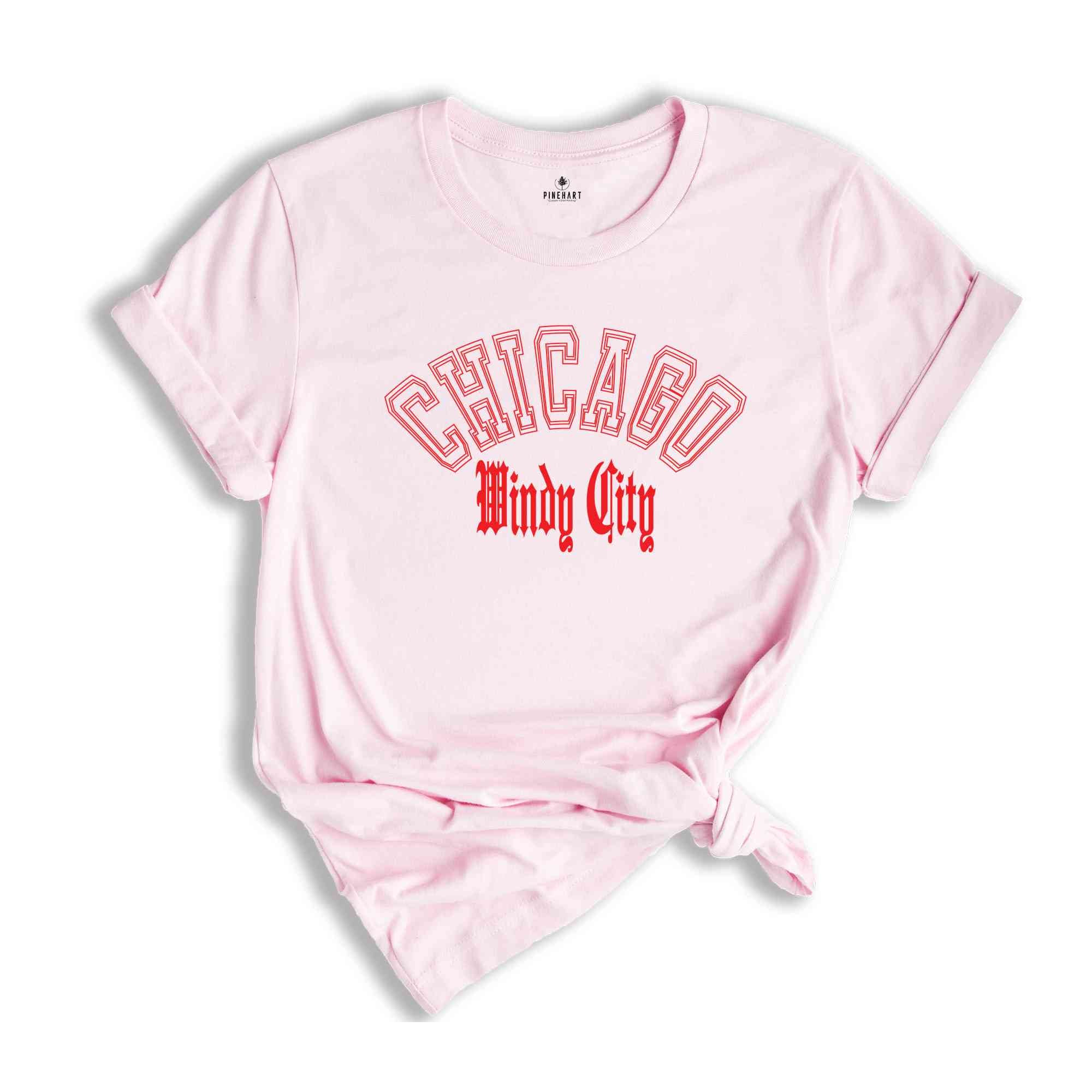 Chicago Windy City Red Shirt, Vintage Chicago Shirt, Urban Style Chicago T-Shirt, State City Tshirt, State Chicago Gift, Illinois State Gift