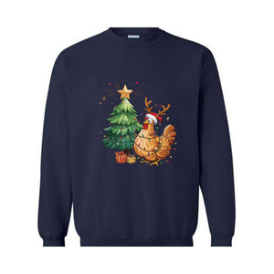 Chicken Christmas Sweatshirt, Cute Farm Girl, Funny Chicken Shirt, Chicken lover Gifts