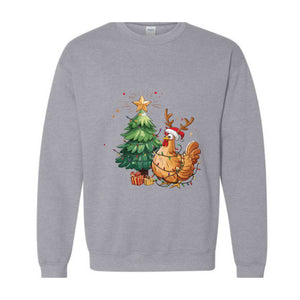 Chicken Christmas Sweatshirt, Cute Farm Girl, Funny Chicken Shirt, Chicken lover Gifts