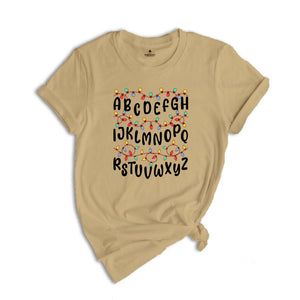 Christmas Alphabet Doodle Teacher T-Shirt, Teaching Shirt, Christmas Teacher Gift, Christmas Alphabet Tee, Christmas Student Gift