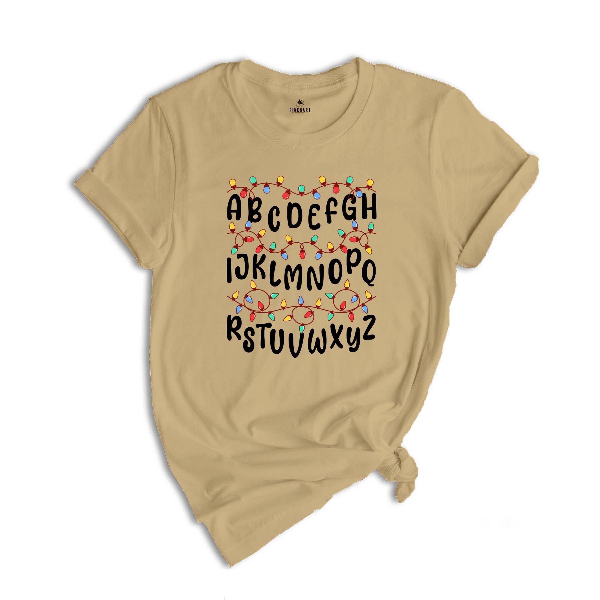Christmas Alphabet Doodle Teacher T-Shirt, Teaching Shirt, Christmas Teacher Gift, Christmas Alphabet Tee, Christmas Student Gift