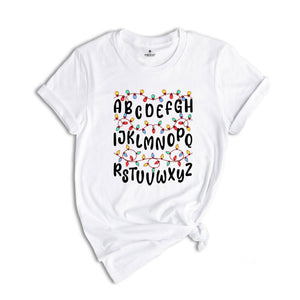 Christmas Alphabet Doodle Teacher T-Shirt, Teaching Shirt, Christmas Teacher Gift, Christmas Alphabet Tee, Christmas Student Gift
