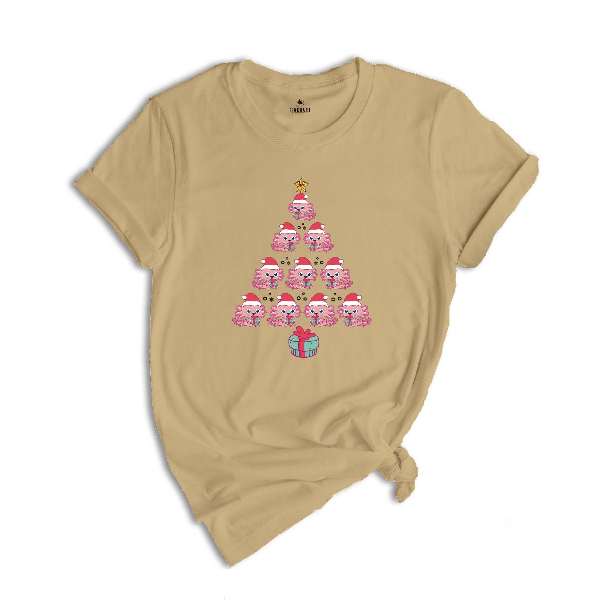 Christmas Axolotl Tree Shirt, Axolotl Lover T-Shirt, Pink Christmas Tree, Santa Axolotl Shirt, Christmas Party Shirt