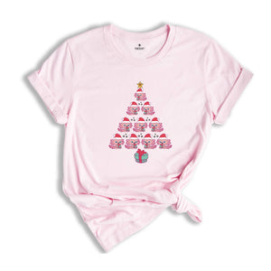 Christmas Axolotl Tree Shirt, Axolotl Lover T-Shirt, Pink Christmas Tree, Santa Axolotl Shirt, Christmas Party Shirt