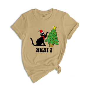 Christmas Black Cat What T-Shirt, Cat Lover Shirt, Holiday Apparel, Xmas Cat Tee, Santa Cat Shirt, Cute Cat Shirt