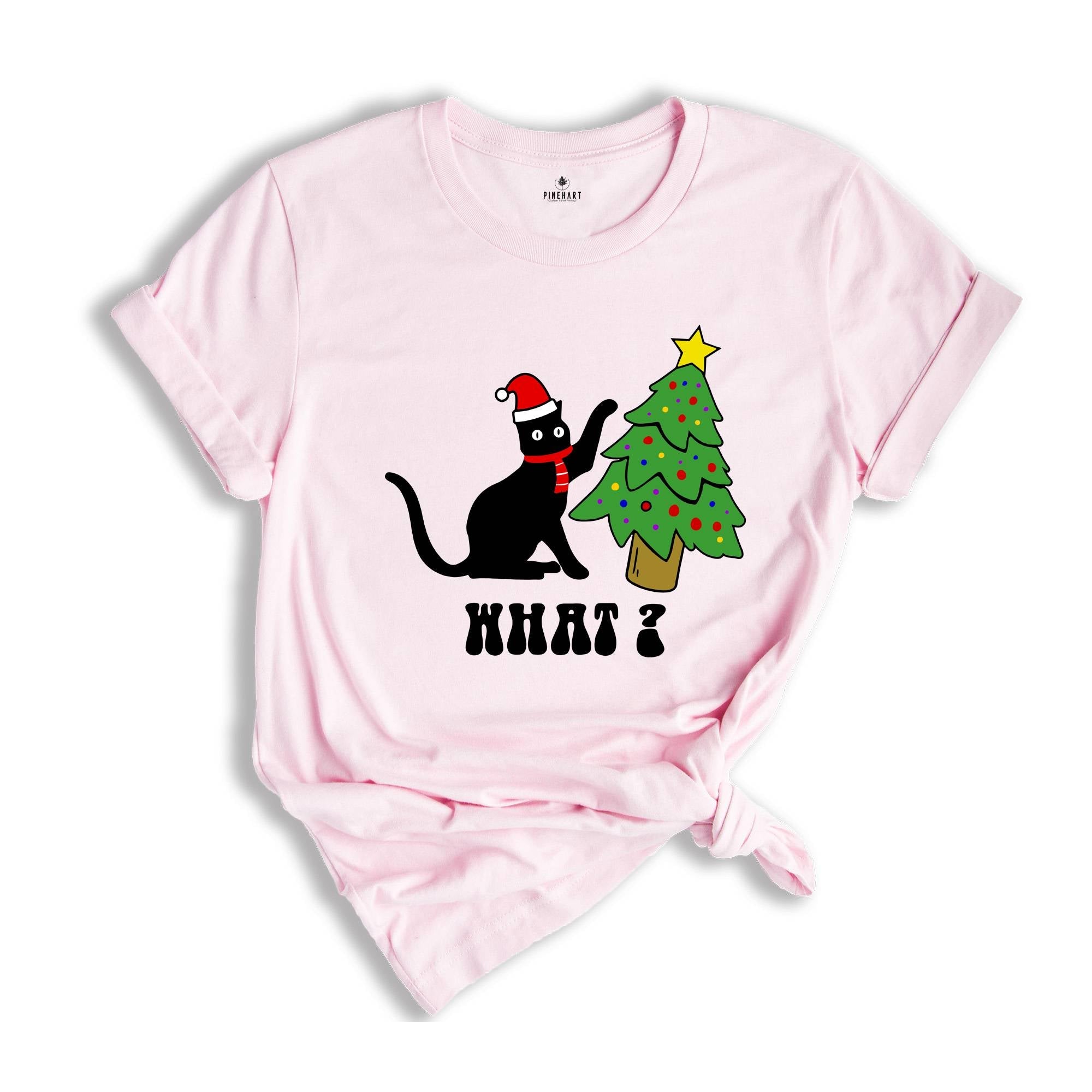 Christmas Black Cat What T-Shirt, Cat Lover Shirt, Holiday Apparel, Xmas Cat Tee, Santa Cat Shirt, Cute Cat Shirt