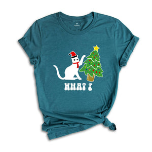 Christmas Black Cat What T-Shirt, Cat Lover Shirt, Holiday Apparel, Xmas Cat Tee, Santa Cat Shirt, Cute Cat Shirt