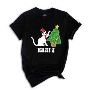 Christmas Black Cat What T-Shirt, Cat Lover Shirt, Holiday Apparel, Xmas Cat Tee, Santa Cat Shirt, Cute Cat Shirt