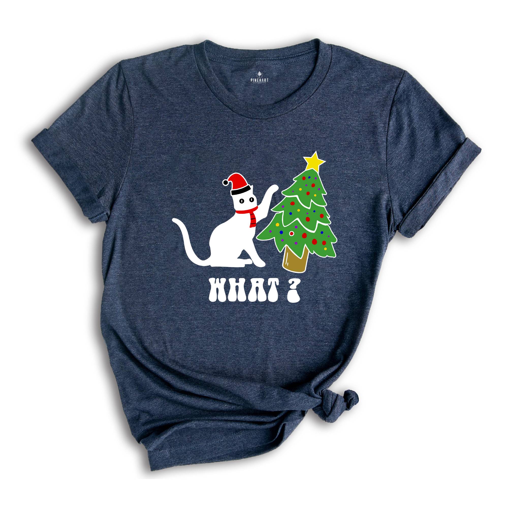 Christmas Black Cat What T-Shirt, Cat Lover Shirt, Holiday Apparel, Xmas Cat Tee, Santa Cat Shirt, Cute Cat Shirt