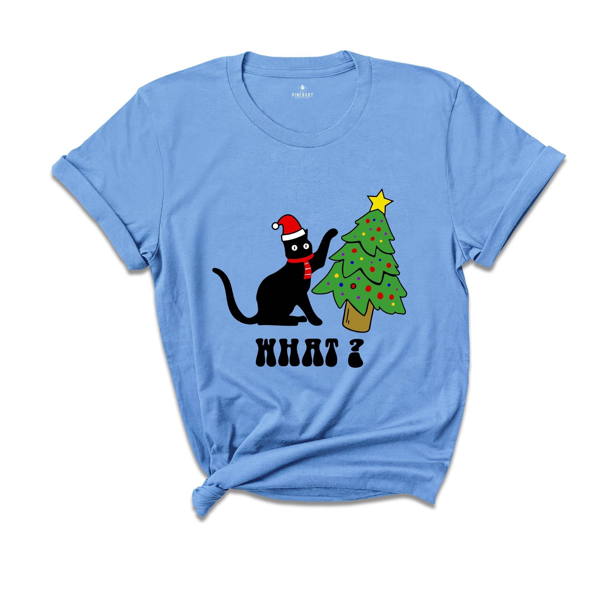 Christmas Black Cat What T-Shirt, Cat Lover Shirt, Holiday Apparel, Xmas Cat Tee, Santa Cat Shirt, Cute Cat Shirt