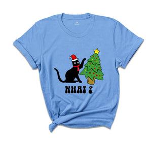 Christmas Black Cat What T-Shirt, Cat Lover Shirt, Holiday Apparel, Xmas Cat Tee, Santa Cat Shirt, Cute Cat Shirt