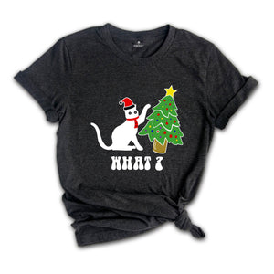 Christmas Black Cat What T-Shirt, Cat Lover Shirt, Holiday Apparel, Xmas Cat Tee, Santa Cat Shirt, Cute Cat Shirt