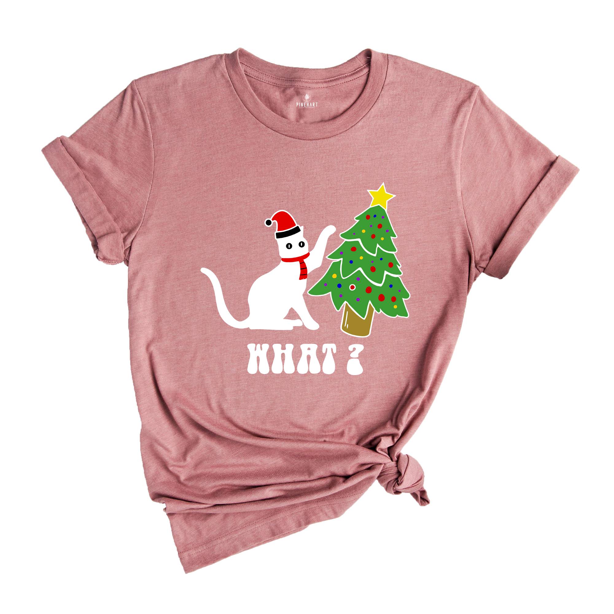 Christmas Black Cat What T-Shirt, Cat Lover Shirt, Holiday Apparel, Xmas Cat Tee, Santa Cat Shirt, Cute Cat Shirt