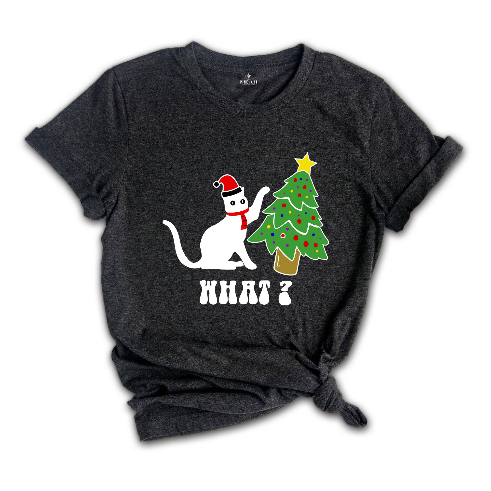 Christmas Black Cat What T-Shirt, Cat Lover Shirt, Holiday Apparel, Xmas Cat Tee, Santa Cat Shirt, Cute Cat Shirt