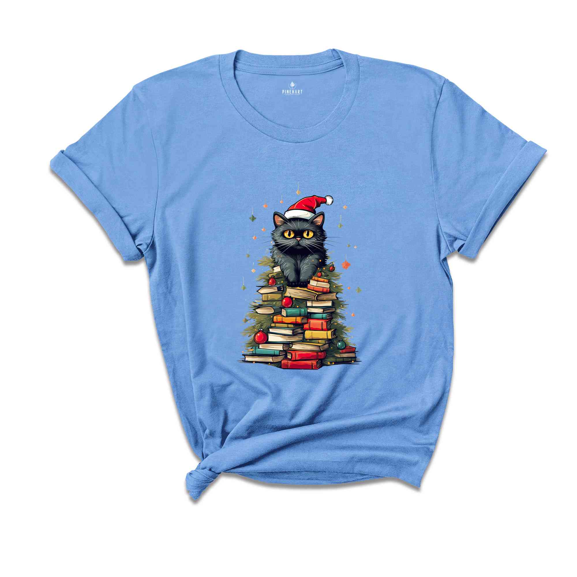 Christmas Book Tree Shirt, Cat Lover Shirt, Cute Christmas Shirt, Family Christmas Shirt, Bookworm Shirt, Holiday Shirt, Book Lover Shirt