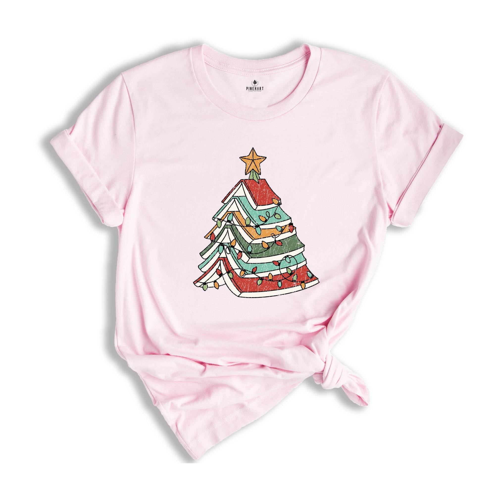 Christmas Books Tree Shirt, Bookish Christmas Shirt, Teacher Christmas Tee, Christmas Book Lover Shirt, Holiday Teacher Gifts