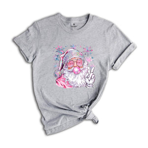 Christmas Bubble Gum Shirt, Santa Blowing Bubble Shirt, Pink Christmas Santa Shirt, Retro Christmas Shirt, Santa Bubble Gum Tee