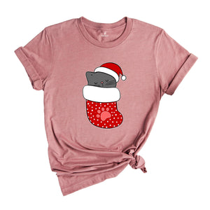 Christmas Cat T-Shirt, Cat Lover Shirt, Santa Cat Tee, Holiday Apparel, Christmas Animal Owner Gift, Xmas Pajamas