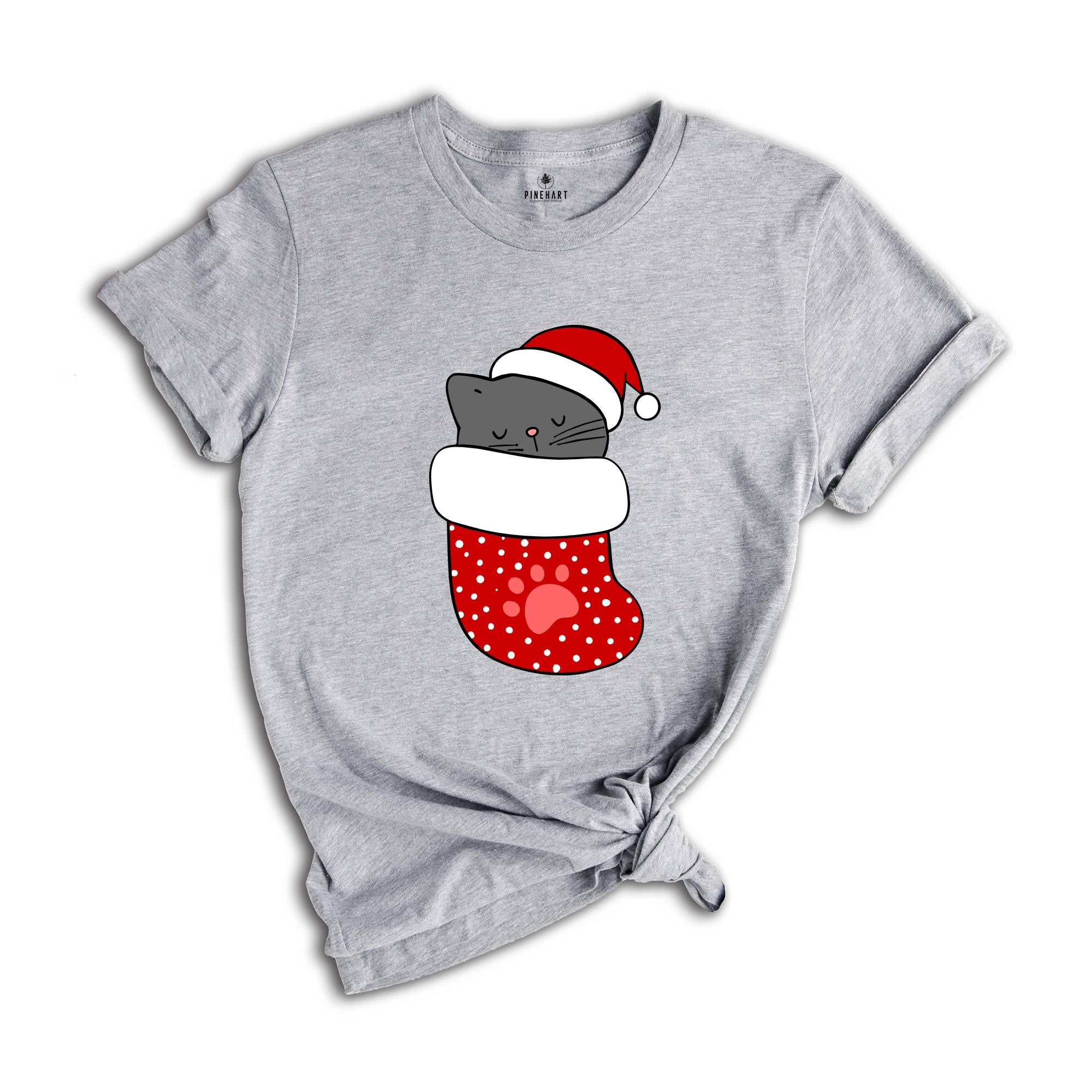 Christmas Cat T-Shirt, Cat Lover Shirt, Santa Cat Tee, Holiday Apparel, Christmas Animal Owner Gift, Xmas Pajamas