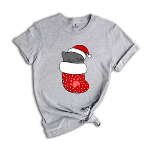 Christmas Cat T-Shirt, Cat Lover Shirt, Santa Cat Tee, Holiday Apparel, Christmas Animal Owner Gift, Xmas Pajamas