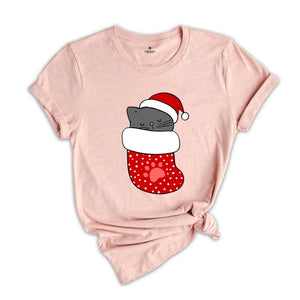 Christmas Cat T-Shirt, Cat Lover Shirt, Santa Cat Tee, Holiday Apparel, Christmas Animal Owner Gift, Xmas Pajamas