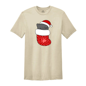 Christmas Cat T-Shirt, Cat Lover Shirt, Santa Cat Tee, Holiday Apparel, Christmas Animal Owner Gift, Xmas Pajamas