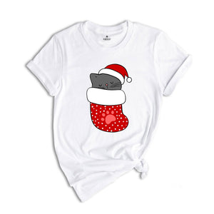 Christmas Cat T-Shirt, Cat Lover Shirt, Santa Cat Tee, Holiday Apparel, Christmas Animal Owner Gift, Xmas Pajamas