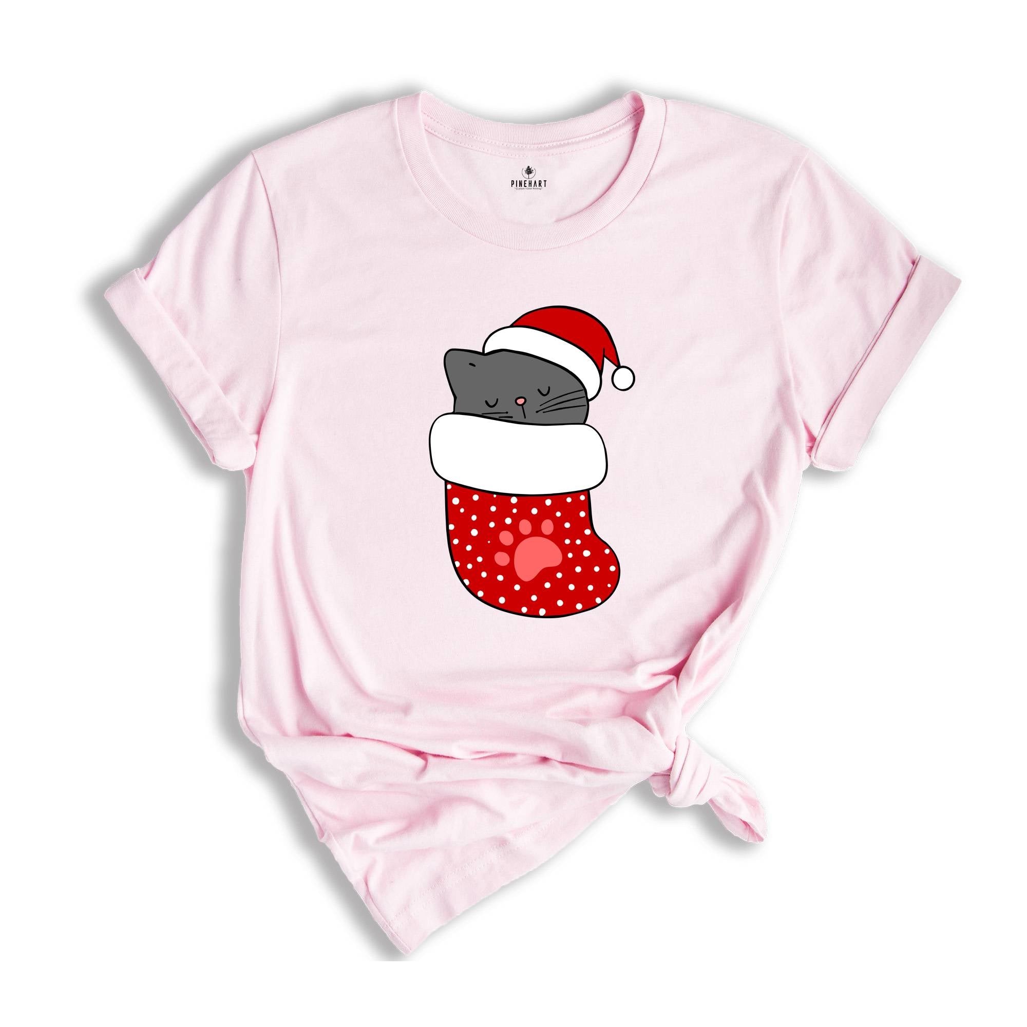 Christmas Cat T-Shirt, Cat Lover Shirt, Santa Cat Tee, Holiday Apparel, Christmas Animal Owner Gift, Xmas Pajamas
