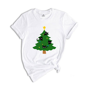 Christmas Cat Tree Shirt, Cat Lover T-shirt, Funny Christmas Gift, Christmas Gift, Christmas Crew Tee, Xmas Outfit