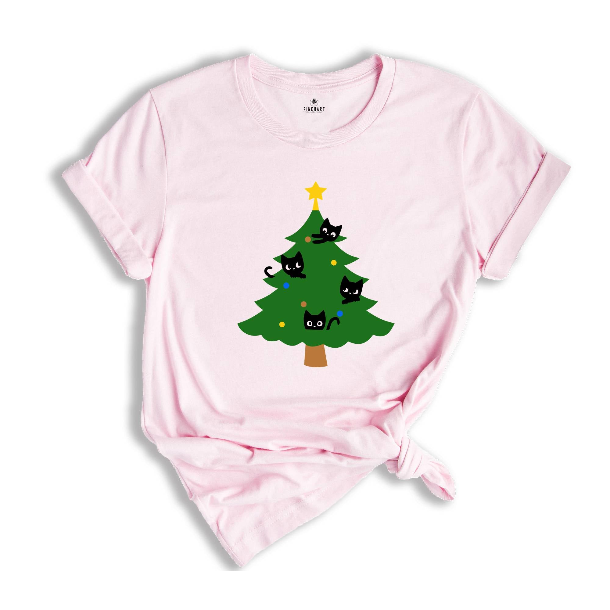 Christmas Cat Tree Shirt, Cat Lover T-shirt, Funny Christmas Gift, Christmas Gift, Christmas Crew Tee, Xmas Outfit