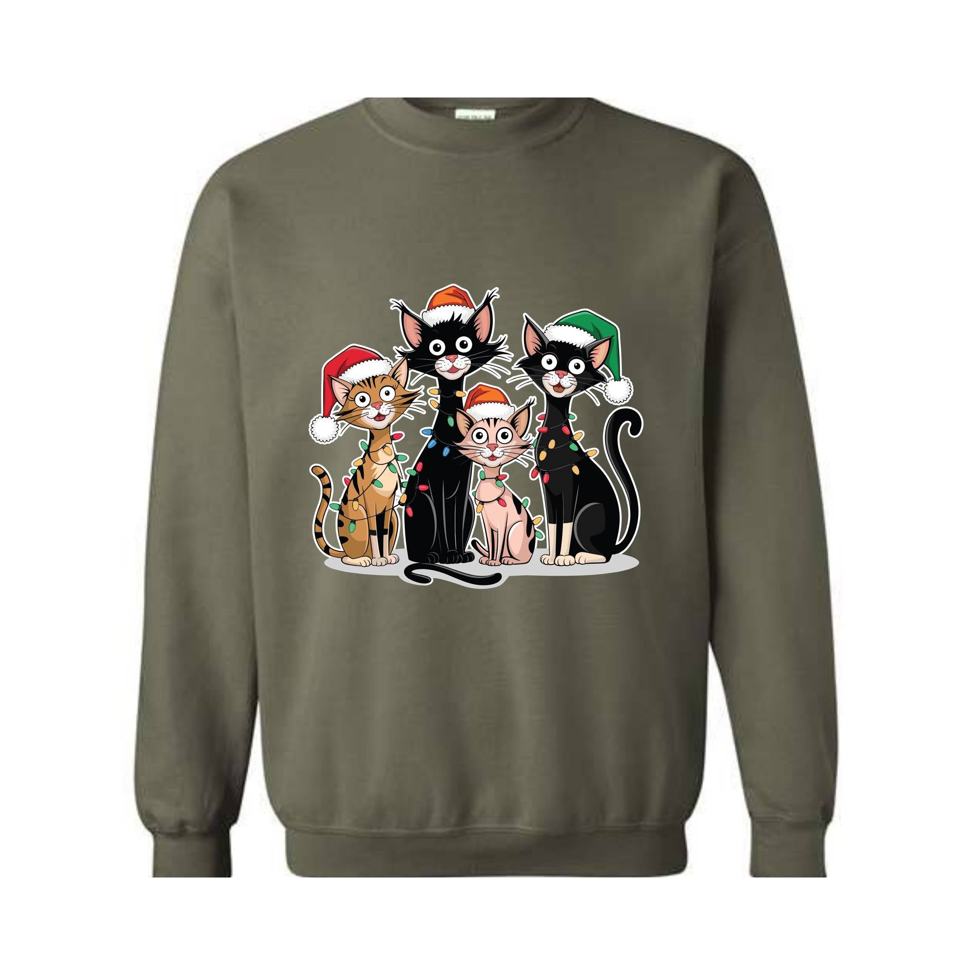 Christmas Cats Sweatshirt, Kittens Christmas Sweatshirt, Christmas Sweatshirt, Xmas Sweatshirt, Christmas Lights Sweatshirt, Holiday Sweater