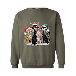 Christmas Cats Sweatshirt, Kittens Christmas Sweatshirt, Christmas Sweatshirt, Xmas Sweatshirt, Christmas Lights Sweatshirt, Holiday Sweater