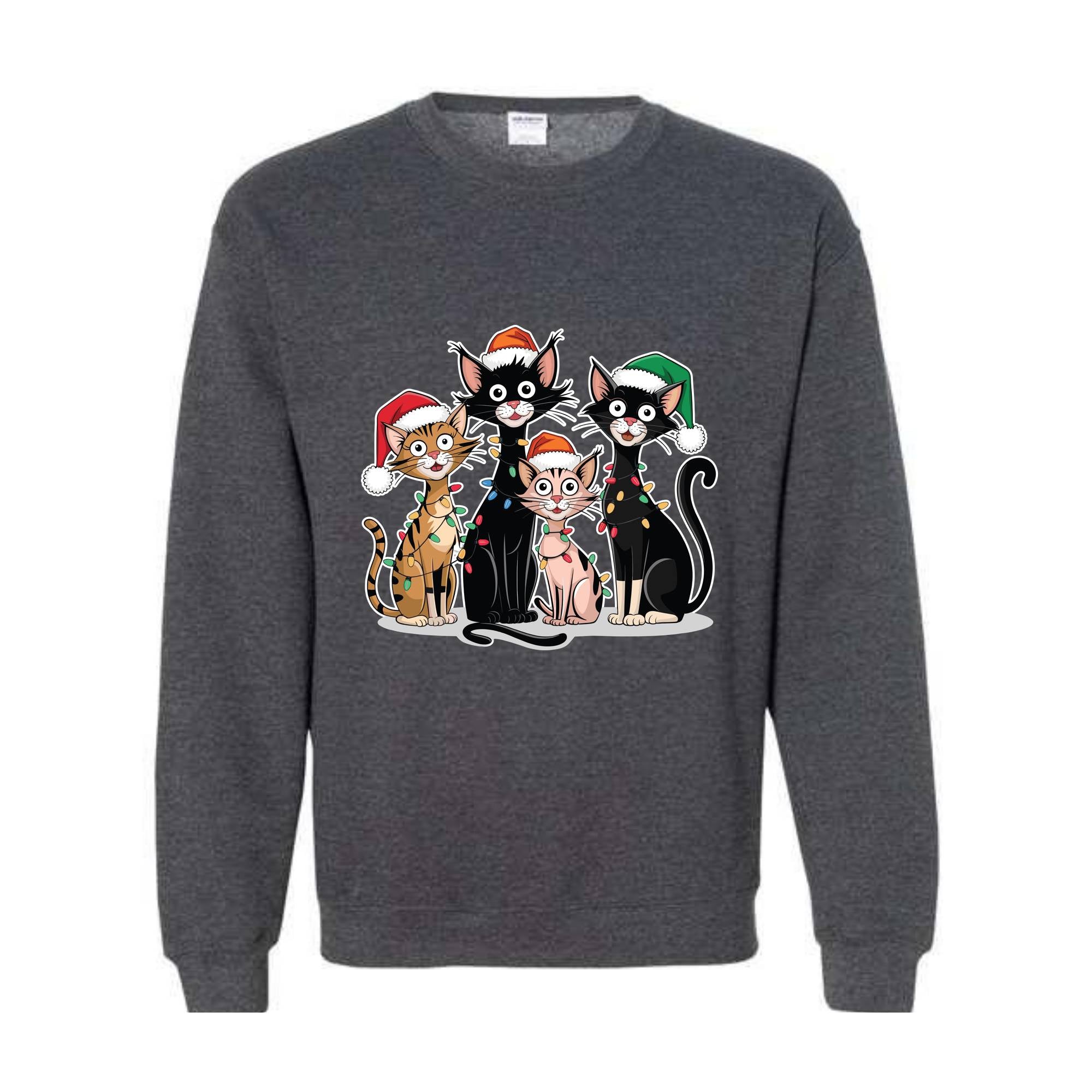 Christmas Cats Sweatshirt, Kittens Christmas Sweatshirt, Christmas Sweatshirt, Xmas Sweatshirt, Christmas Lights Sweatshirt, Holiday Sweater