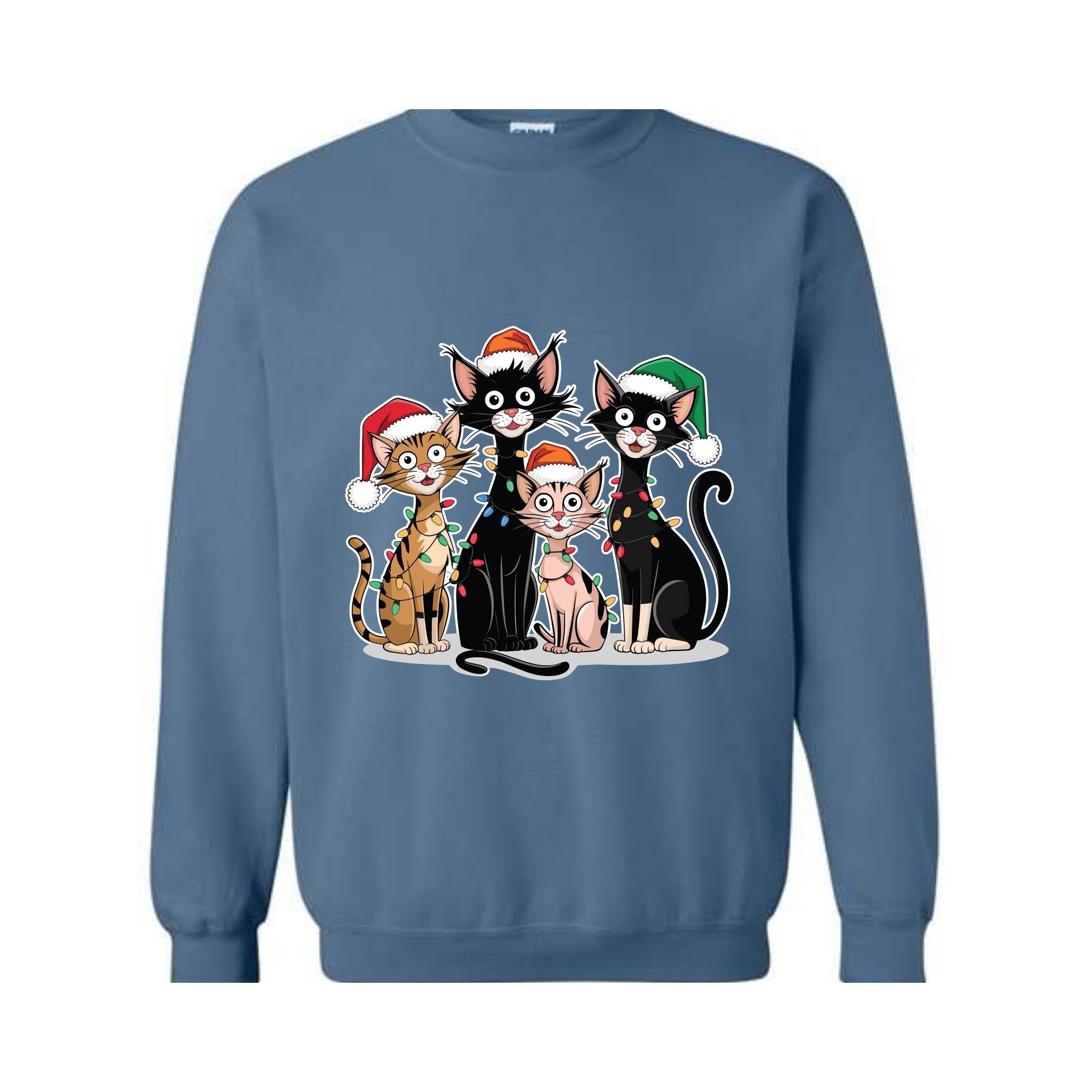 Christmas Cats Sweatshirt, Kittens Christmas Sweatshirt, Christmas Sweatshirt, Xmas Sweatshirt, Christmas Lights Sweatshirt, Holiday Sweater