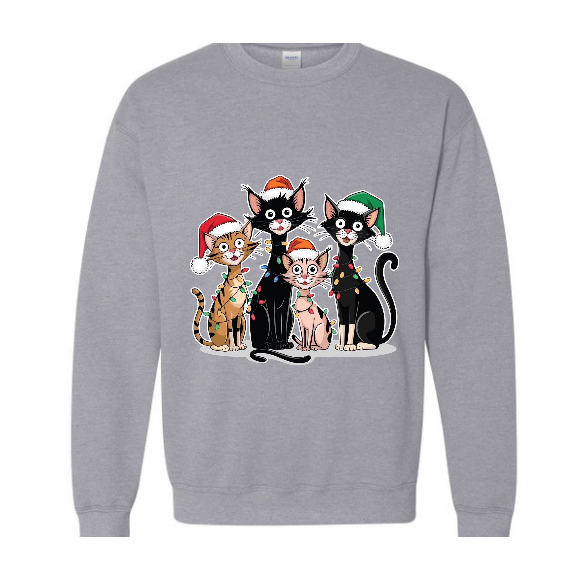 Christmas Cats Sweatshirt, Kittens Christmas Sweatshirt, Christmas Sweatshirt, Xmas Sweatshirt, Christmas Lights Sweatshirt, Holiday Sweater