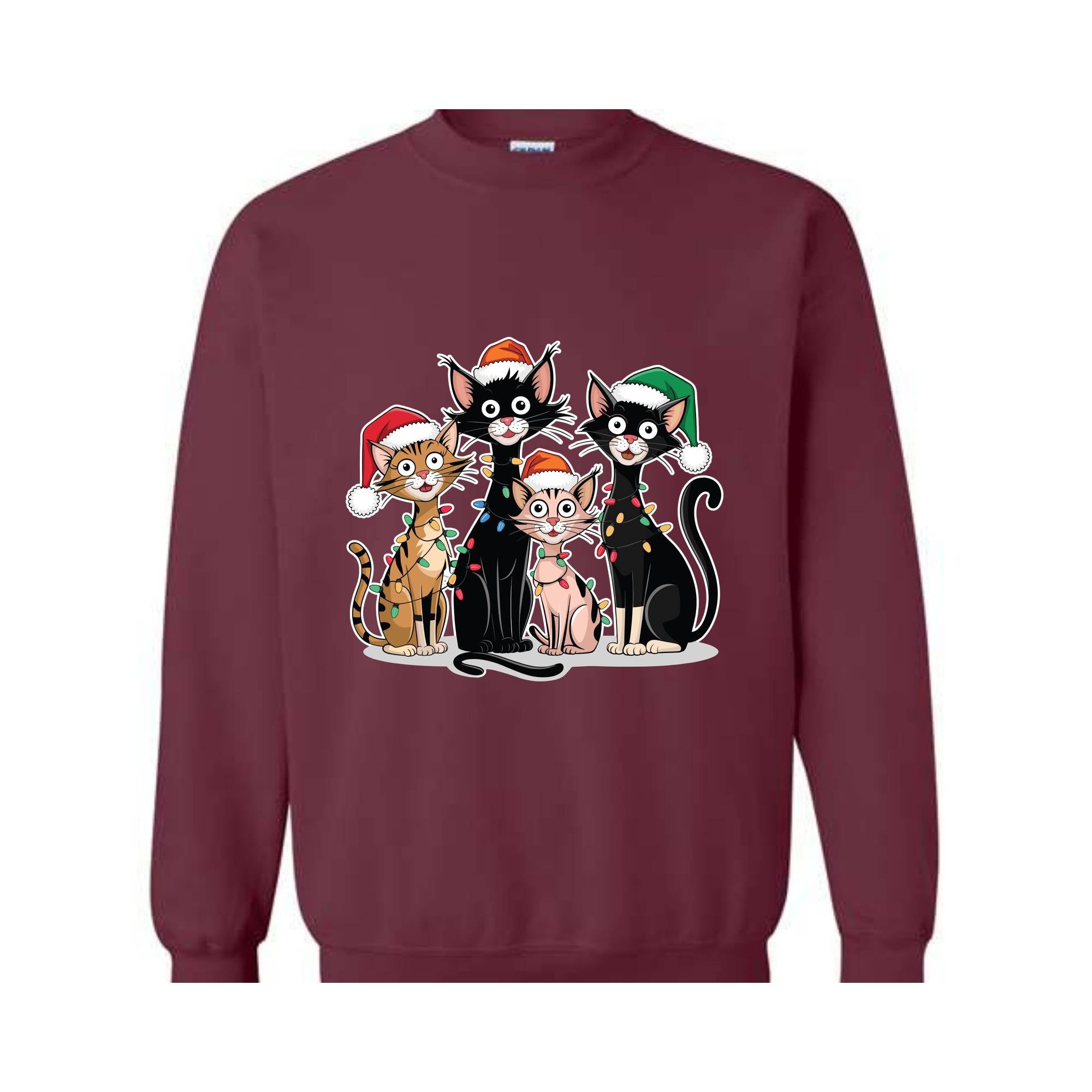 Christmas Cats Sweatshirt, Kittens Christmas Sweatshirt, Christmas Sweatshirt, Xmas Sweatshirt, Christmas Lights Sweatshirt, Holiday Sweater