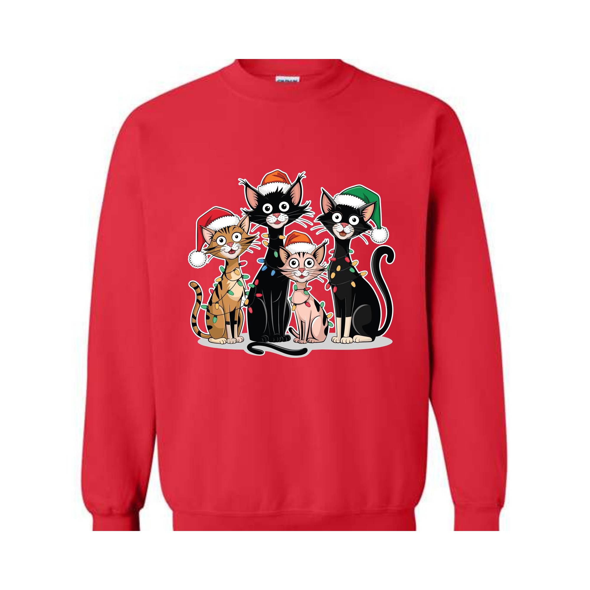 Christmas Cats Sweatshirt, Kittens Christmas Sweatshirt, Christmas Sweatshirt, Xmas Sweatshirt, Christmas Lights Sweatshirt, Holiday Sweater