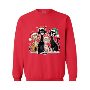 Christmas Cats Sweatshirt, Kittens Christmas Sweatshirt, Christmas Sweatshirt, Xmas Sweatshirt, Christmas Lights Sweatshirt, Holiday Sweater