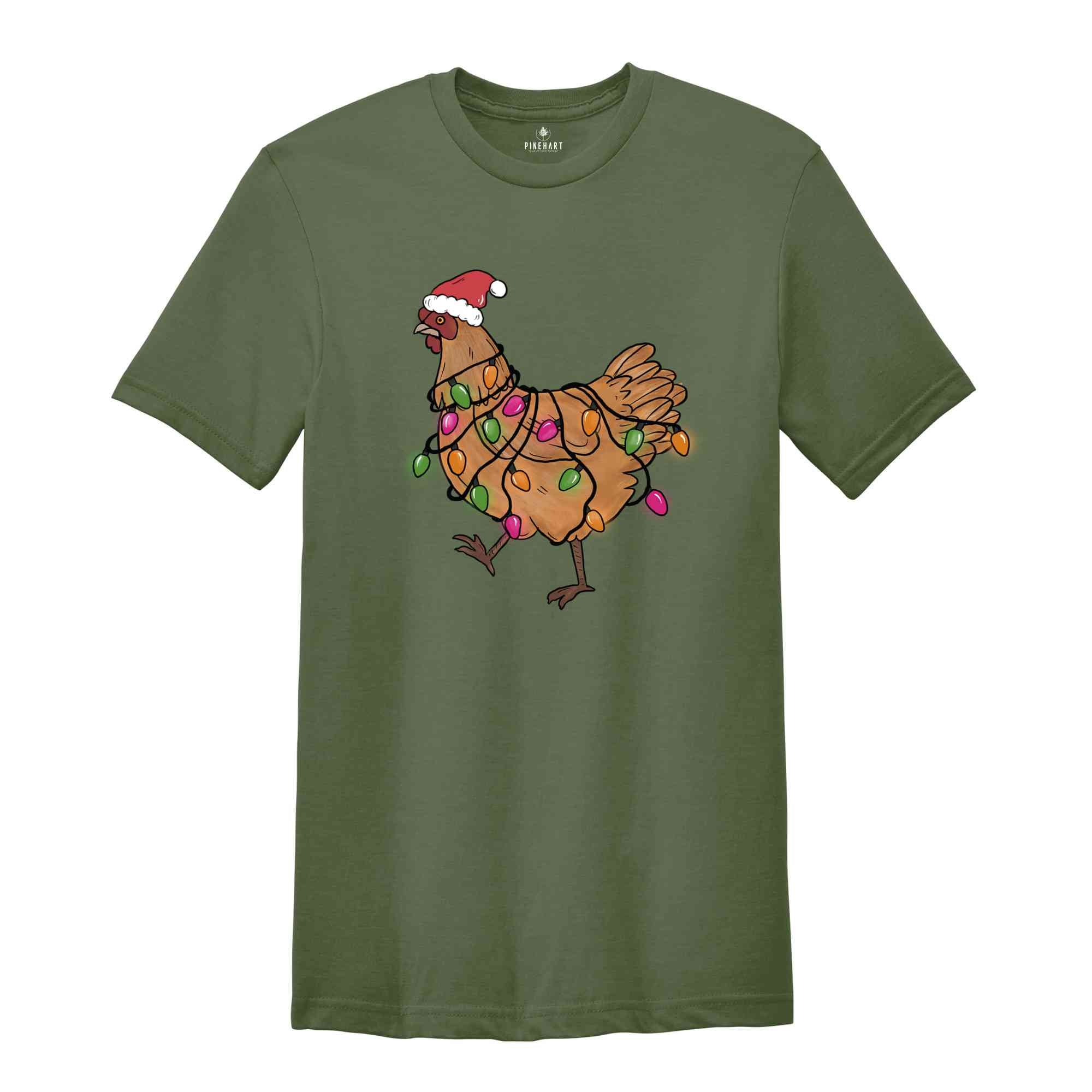 Christmas Chicken Shirt, Chicken Lover Shirt, Animal Christmas Shirt, Xmas Farmer T-Shirt, Crazy Chicken Lady, Kids Christmas Tee