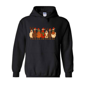 Christmas Chickens Sweatshirt, Christmas Farm Hoodie, Animals Hoodie, Cute Chicken Hoodie, Christmas Holiday Hoodie