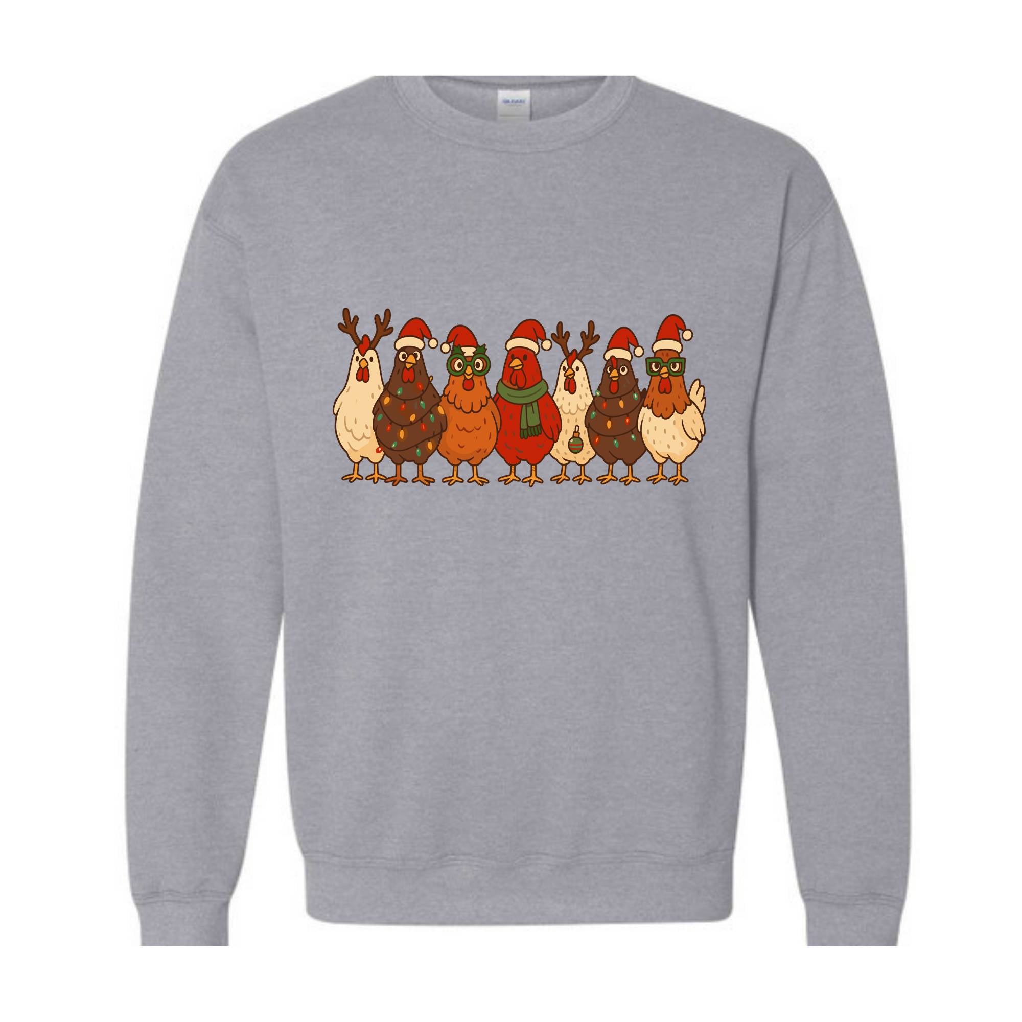 Christmas Chickens Sweatshirt, Christmas Farm Hoodie, Animals Hoodie, Cute Chicken Hoodie, Christmas Holiday Hoodie