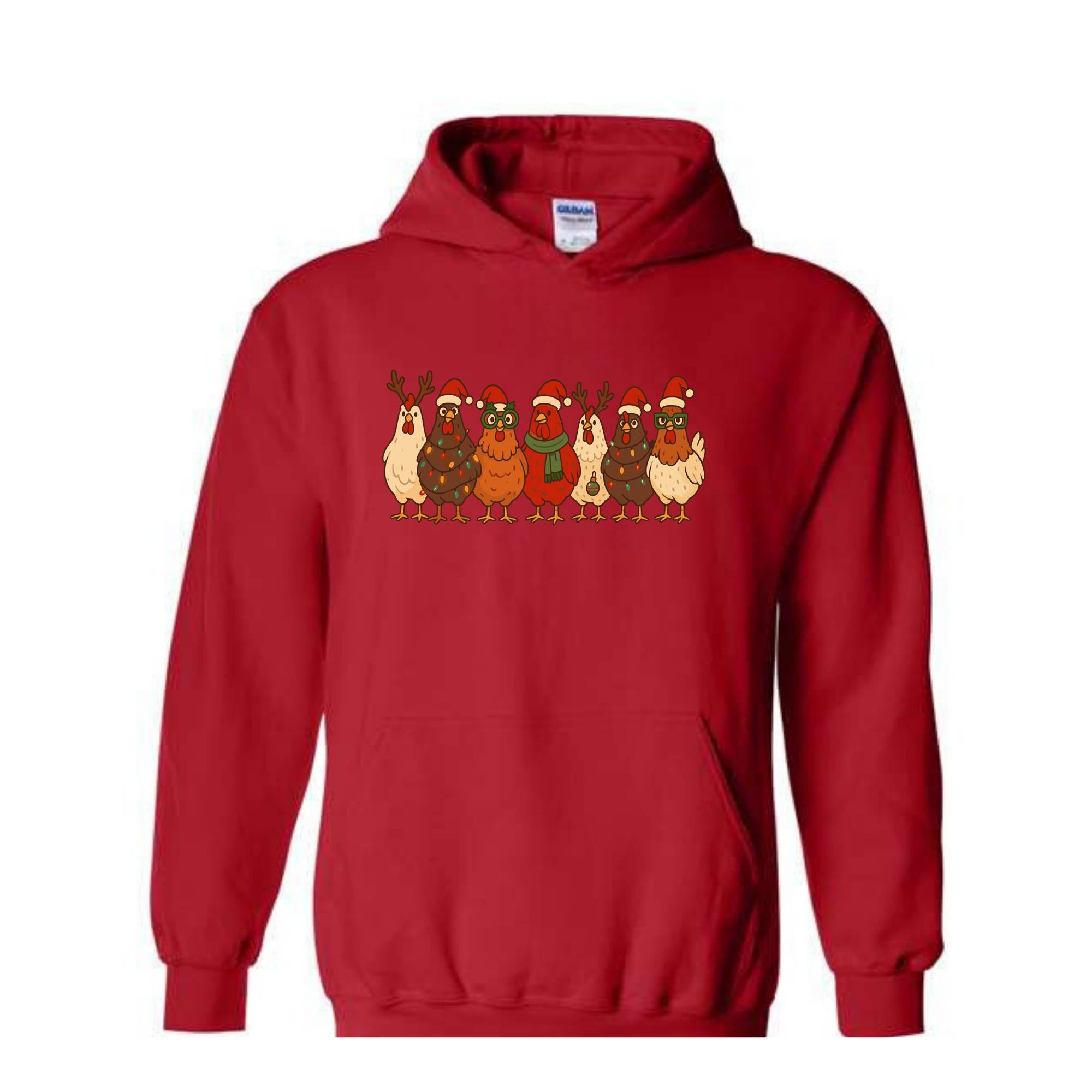 Christmas Chickens Sweatshirt, Christmas Farm Hoodie, Animals Hoodie, Cute Chicken Hoodie, Christmas Holiday Hoodie