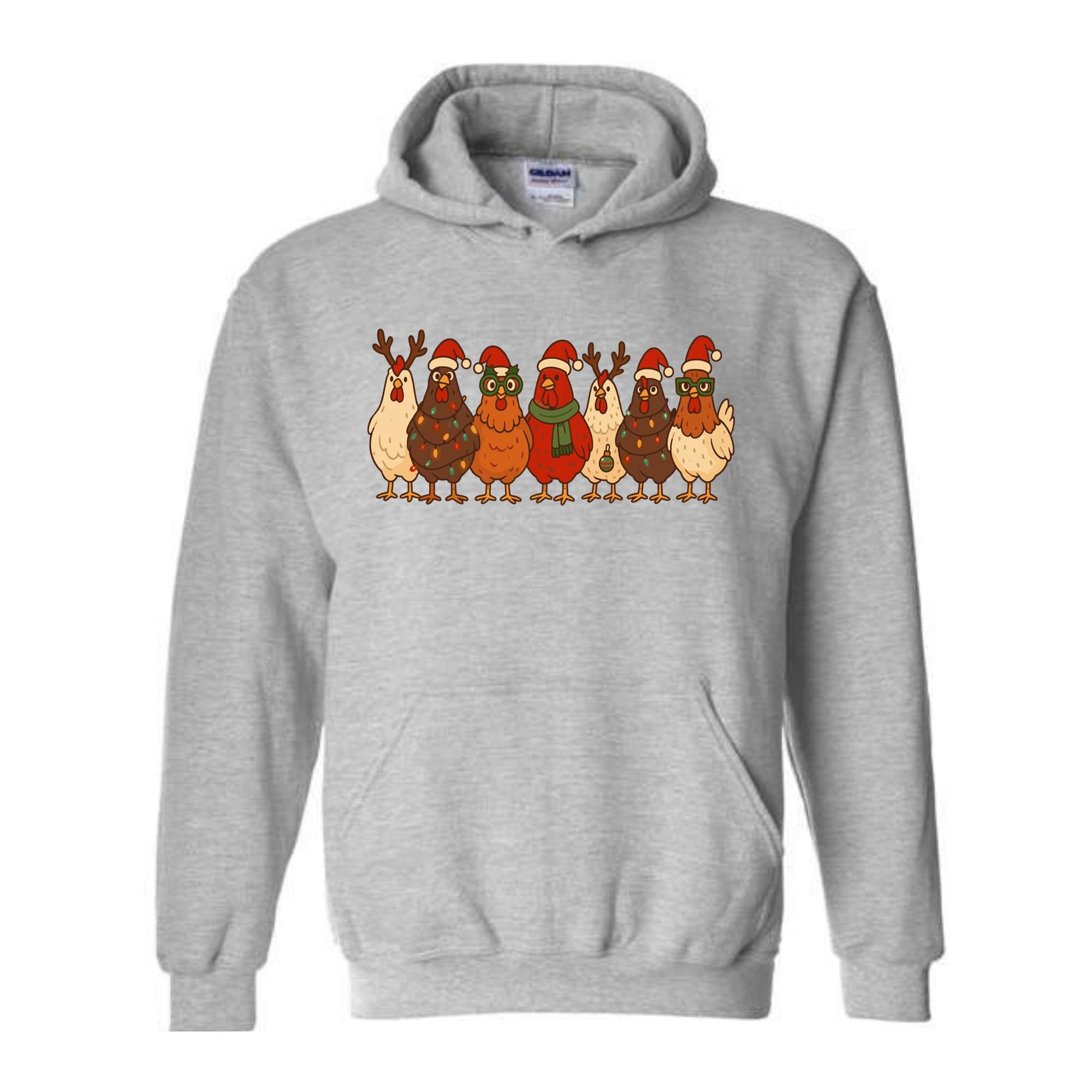 Christmas Chickens Sweatshirt, Christmas Farm Hoodie, Animals Hoodie, Cute Chicken Hoodie, Christmas Holiday Hoodie