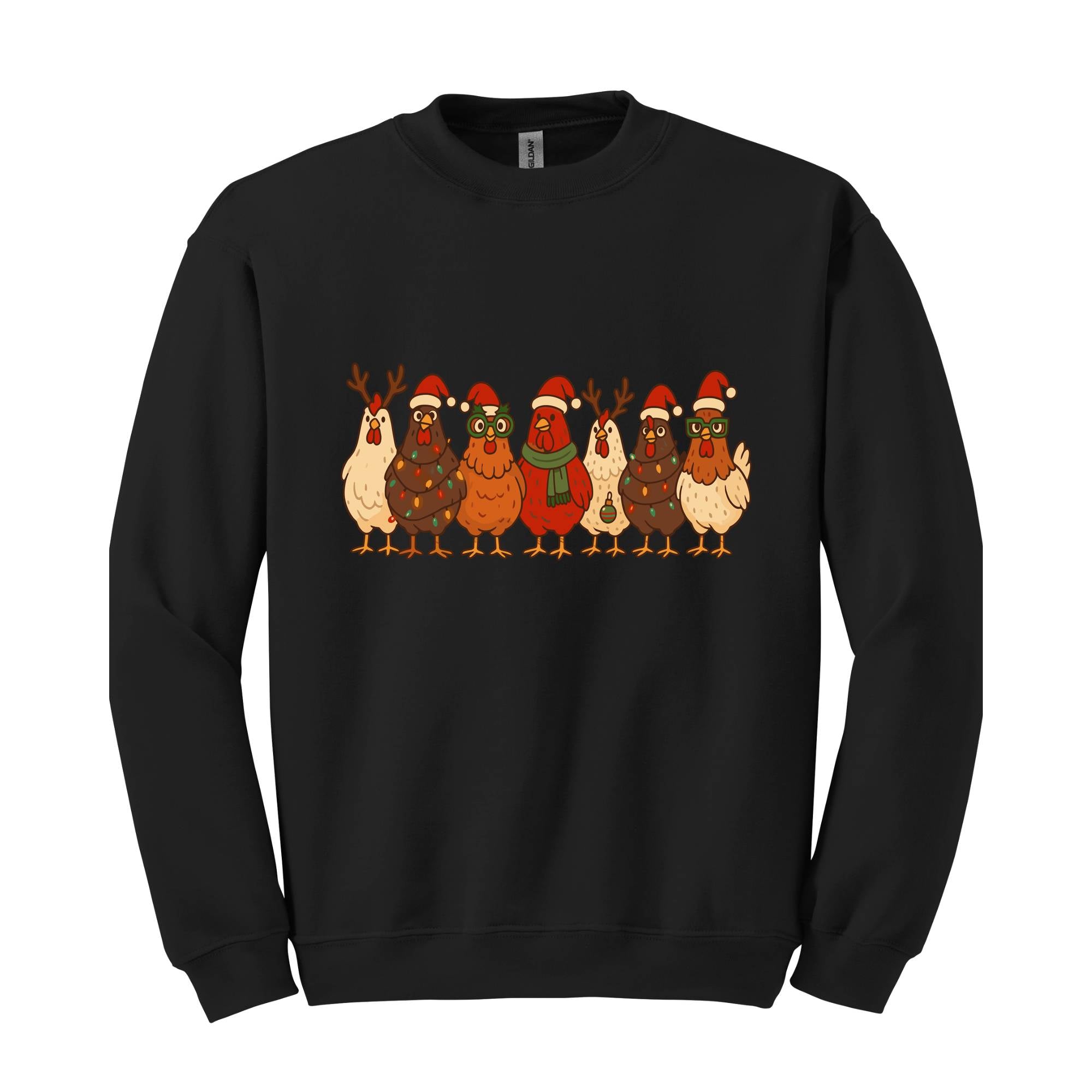 Christmas Chickens Sweatshirt, Christmas Farm Hoodie, Animals Hoodie, Cute Chicken Hoodie, Christmas Holiday Hoodie