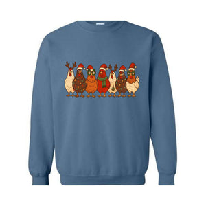 Christmas Chickens Sweatshirt, Christmas Farm Hoodie, Animals Hoodie, Cute Chicken Hoodie, Christmas Holiday Hoodie