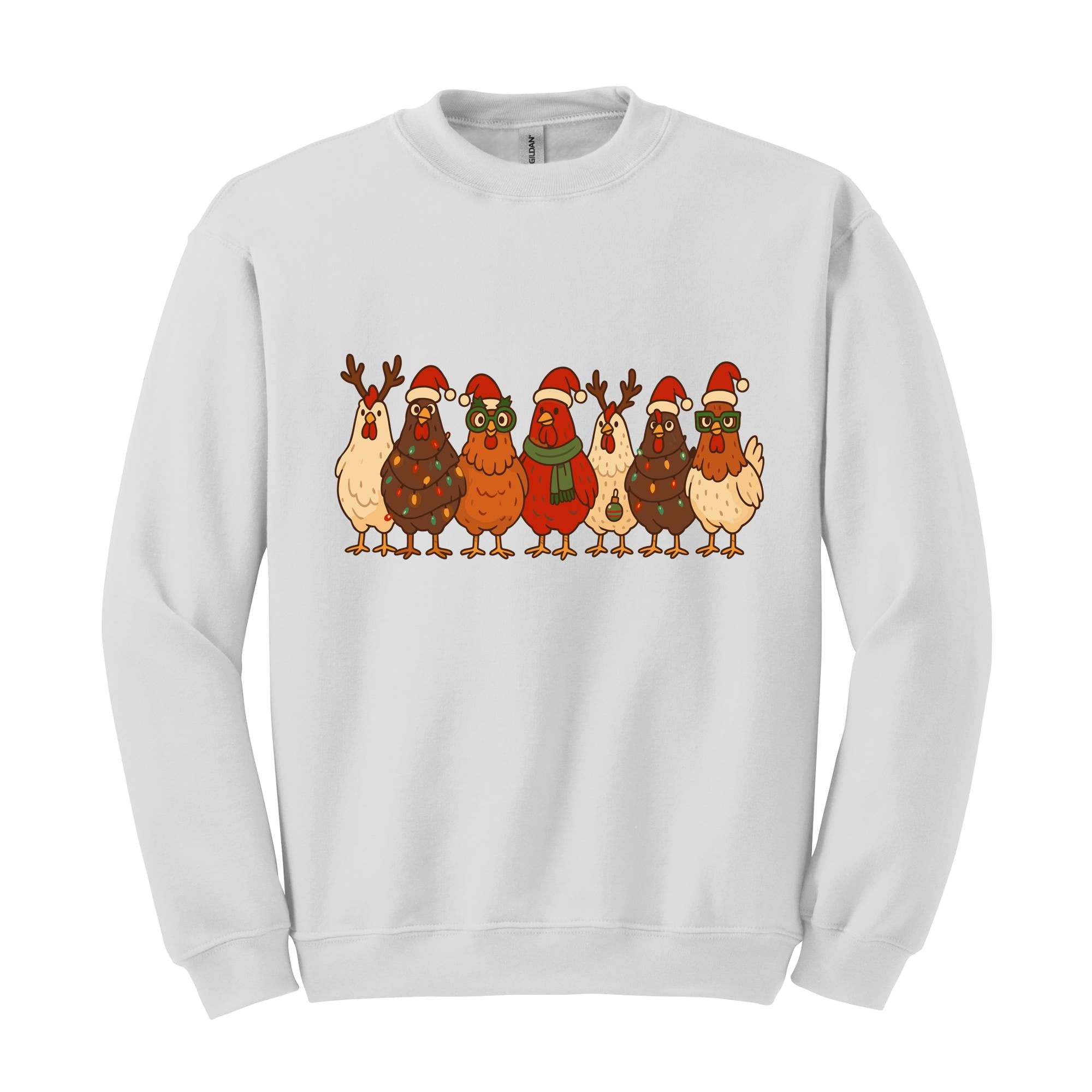 Christmas Chickens Sweatshirt, Christmas Farm Hoodie, Animals Hoodie, Cute Chicken Hoodie, Christmas Holiday Hoodie